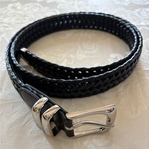 Perry Ellis Black Braided Belt with Silver Buckle